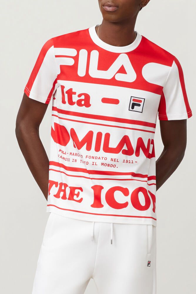 Fila T-Shirt Mens Red Milano Printed Cotton - Ireland 90327-KXJZ